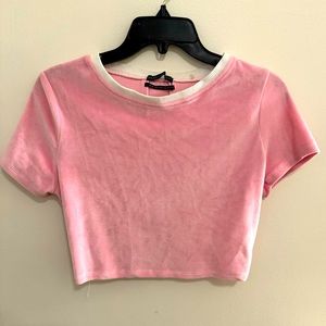 Urban Outfitters Light Pink Velvet Crop Top Size Medium